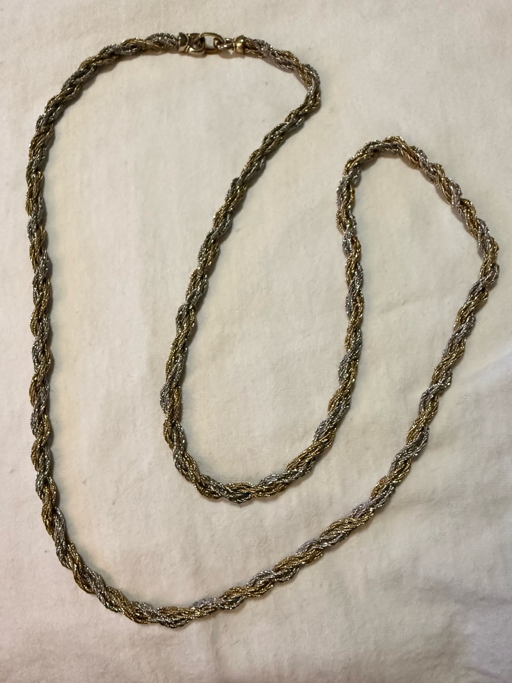 Vintage Grossé Germany Signed Two-Tone Rope Chain Necklace, Lobster Clasp